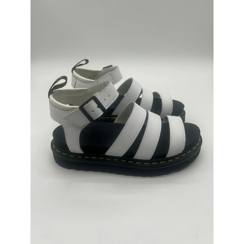 Dr. Martens Blaire Hydro White Leather Gladiator Platform Sandals Womens 9